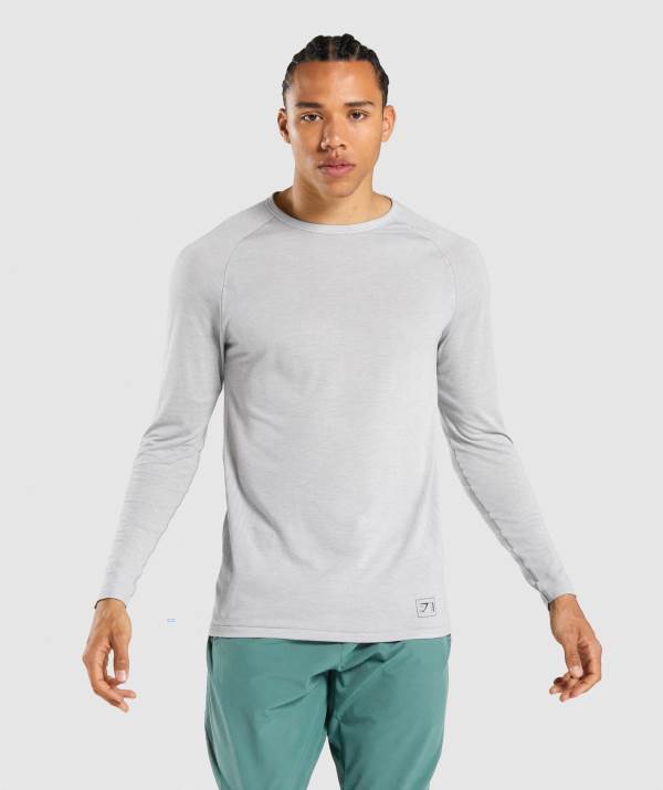 Panske Mikiny Gymshark Retake Seamless Long Sleeve Svetlo Siva / Siva | XO6201548